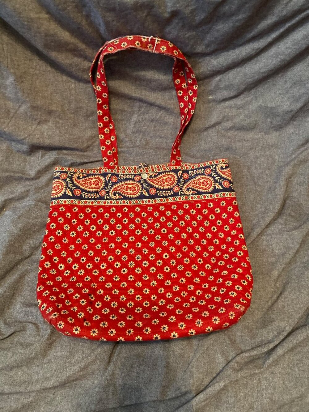 Vintage Very Bradley Provincial Red Paisley Floral Quilted Village Tote